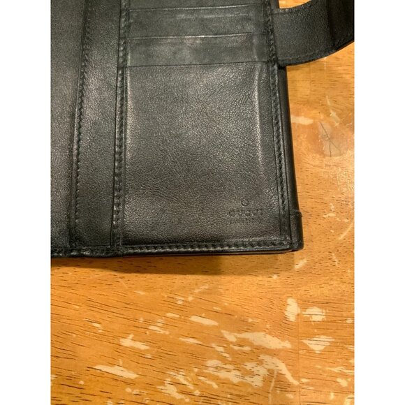 Gucci Babouska Black Leather Wallet Coin Purse Gold Heart - Picture 5 of 6